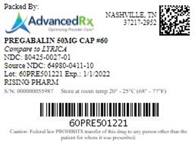 Pregabalin 50 mg Cap Qty 60 80425 0027